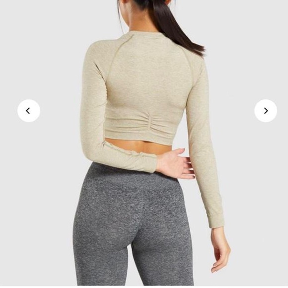 Gymshark adapt marl seamless cropped top in moss grey, S - Picture 2 of 5